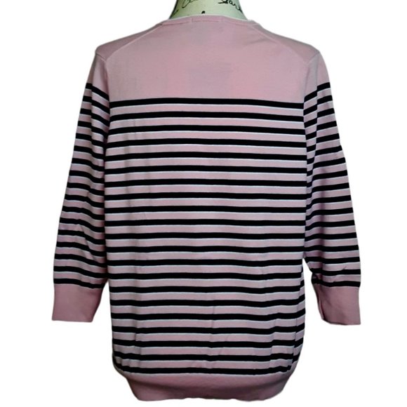Lands End Sweater Nautical Stripes Soft Supima Cotton Large - Picture 3 of 5